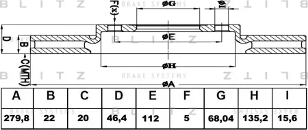 BLITZ BS0156 Диск тормозной AUDI A4/A6/A8 95- перед. вент.