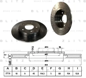 BLITZ BS0176 Диск тормозной Nissan Primera Almera 00- задн.