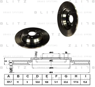 BLITZ BS0224 Диск тормозной Ford Galaxy Mondeo C-Max 06- задн.