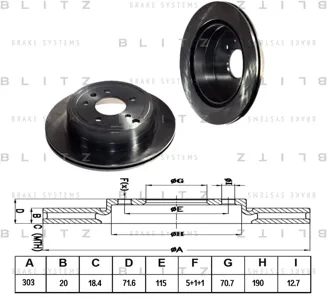 BLITZ BS0228 Диск торм.задний Opel Antara , Chevrolet Captiva 2.0-3.2 06>