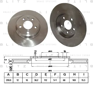 BLITZ BS0258 Диск тормозной Audi A4A5Q5 08- задн.