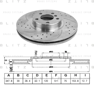 BLITZ BS0272P Диск пер.HIGH CARBON BMW X5 E70, X6 E71 07=>