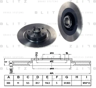 BLITZ BS0274 Диск зад.  Renault  Laguna , LATITUDE 07=>