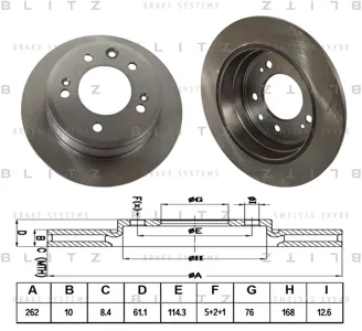 BLITZ BS0288 Диск торм.задний Kia Ceed Pro Ceed 1.4-2.0i1.6-2.0CRDi 07>