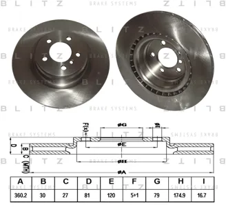 BLITZ BS0297 Диск тормозной Land Rover Range Rover 05- перед.вент.