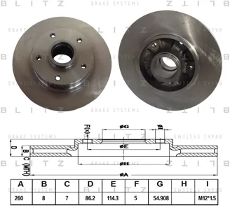 BLITZ BS0301 Диск тормозной без подшипника Renault Fluence 1.5dCi 10>1.6 13>