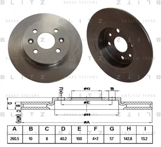 BLITZ BS0304 Диск тормозной Kia SEPHIASHUMA 97- задн.