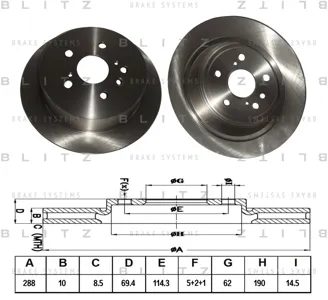 BLITZ BS0308 Диск торм.задний