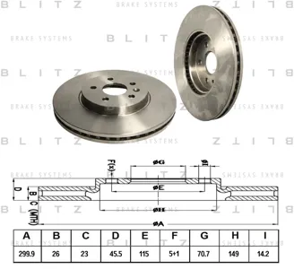 BLITZ BS0311 Диск торм.перед. Chevrolet Cruze , Opel Astra J 1.4-1.81.3-2.0CDTi1.7D 09>
