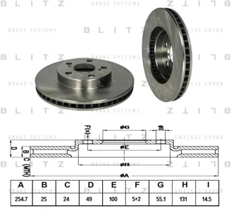 BLITZ BS0315 Диск торм.перед. Toyota Carina 1.6 92-97