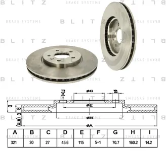 BLITZ BS0316 Диск тормозной Opel Astra J GTCCascada Zafira Tourer C, Mk VI GTC