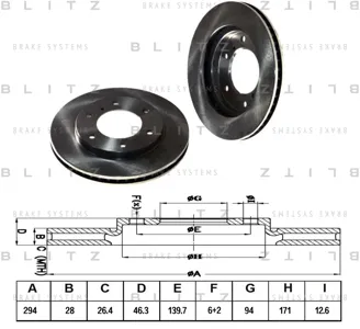 BLITZ BS0322 Диск тормозной Mitsubishi L200 Pajero 05- перед. вент.