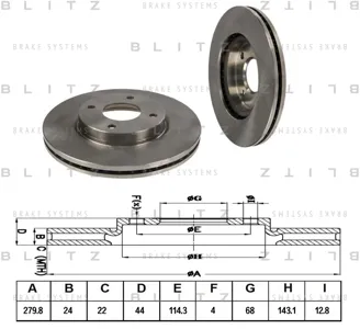 BLITZ BS0325 Диск тормозной Nissan Tiida Cube 07- перед. вент.