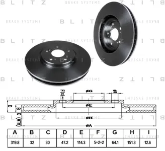 BLITZ BS0326 Диск торм.задний Honda Accord 2.0-2.4iD 08>