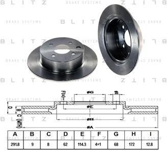BLITZ BS0327 Диск тормозной Nissan Tiida 07- задн.
