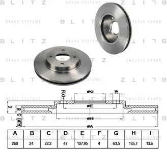 BLITZ BS0336 Диск тормозной Ford Mondeo SCORPIO 93- перед.вент.