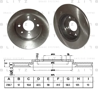 BLITZ BS0338 Диск тормозной ВАЗ 2108-21099 перед.
