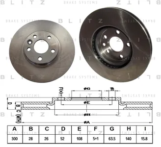BLITZ BS0340 Диск торм.перед. Ford Galaxy C-Max 1.8D-2.5, Volvo S60S80XC70 06>