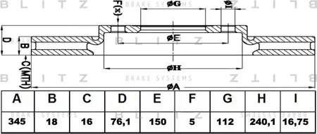BLITZ BS0355 Торм.диск задний Toyota Land Cruiser 200 4.74.5D 07>, Lexus LX 5.7 08>