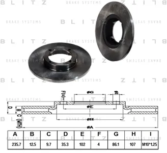 BLITZ BS0361 Диск торм.перед. Daewoo Matiz 0.81.0 98>