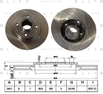 BLITZ BS0371 Диск тормозной Renault Clio III 1.2 16V 05-14