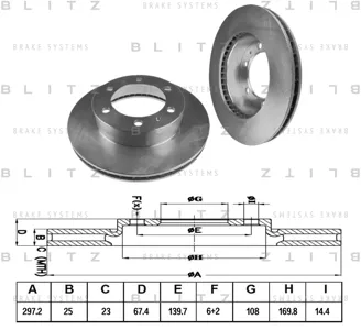 BLITZ BS0376 Диск торм.перед. Toyota Hi-Lux PickUp 2.5D3.5D 05>