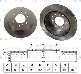BLITZ BS0381 Диск тормозной Mitsubishi Pajero 07- задн. вент.