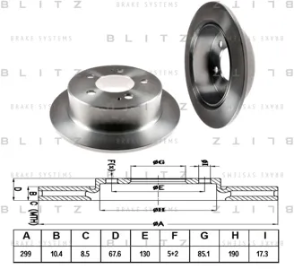 BLITZ BS0383 Диск торм.задний SsangYong Actyon Actyon Sport s Kyron Rexton 2.0-3.22.0xdi 01>