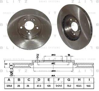 BLITZ BS0386 Диск пер. Honda PILOT 11=>