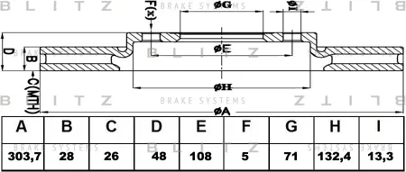 BLITZ BS0439 Диск тормозной PSA JUMPYC5 Expert 407 07- перед.вент.