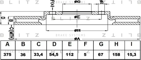 BLITZ BS0455 Диск торм.перед.вент.