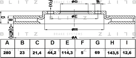 BLITZ BS0456 Диск тормозной Kia Ceed 12- передний вент. D=280мм