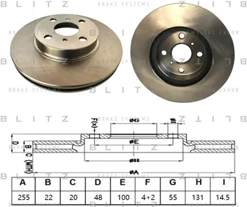 BLITZ BS0524 Диск тормозной Toyota Corolla 92- передн.