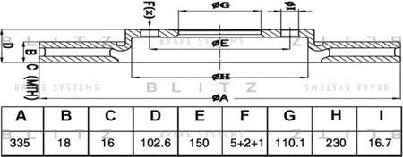 BLITZ BS0534 Диск тормозной Toyota Land Cruiser 100 -07 задний ( вентилируемый )