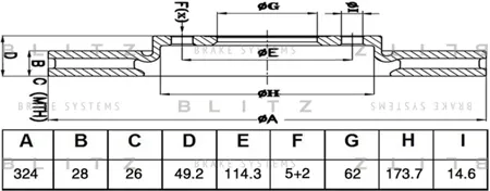 BLITZ BS0536 Диск тормозной Toyota VENZA 08- передний
