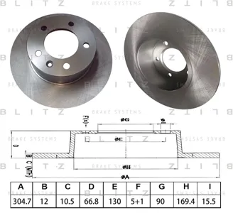 BLITZ BS0541 Диск тормозной Opel Movano 98- Renault Master 98- Nissan Interstar 02- задний