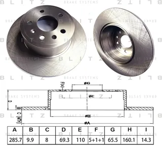 BLITZ BS0659 Диск торм.задний