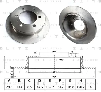 BLITZ BS0661 Диск тормозной SsangYong Korando 96-MUSSO 96- Rexton 02- задний