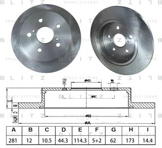 BLITZ BS0667 Диск тормозной Lexus Toyota Camry C-HRRAV 4 VESNXUX 18-
