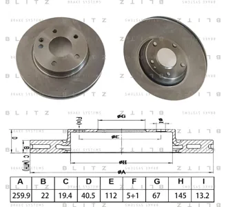 BLITZ BS0694 Диск торм.перед.вент.