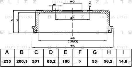 BLITZ BT0114 Барабан тормозной Toyota Carina E 93-97