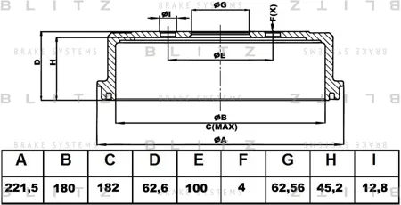 BLITZ BT0138 Барабан тормозной Hyundai Accent 03- ( ТагАЗ )
