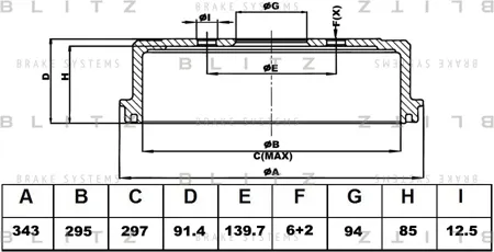 BLITZ BT0144 Барабан тормозной