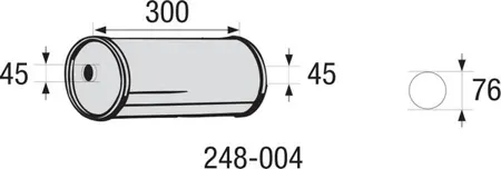 BOSAL 248004 Глушитель универсальный круглый L-300мм/D-76мм/вход-выход d-45мм