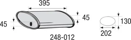BOSAL 248012 Глушитель универсальный овальный L-395мм/D1-202мм/D2-130мм/вход-выход d-45мм
