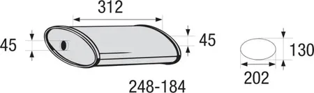 BOSAL 248184 Глушитель универсальный овальный L=312 H=100