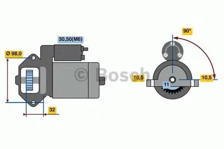 BOSCH 0986023570 Стартер, 12В 1.2кВт