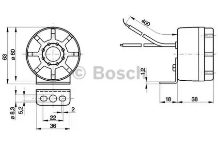 BOSCH 0986334001 Сигнал звуковой 24V заднего хода с кронштейном d=60мм универсальный BOSCH