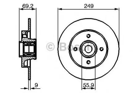 BOSCH 0986479275 Диск тормозной PSA C3/C4/207/307 00- задн.С подшипником