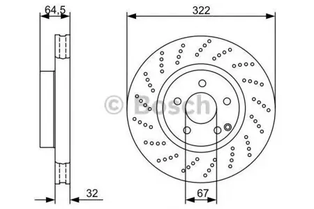 BOSCH 0986479408 Диск торм.вент. перфорированныйс насечками